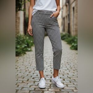 Talbots Black and White Geometric Cropped Pants